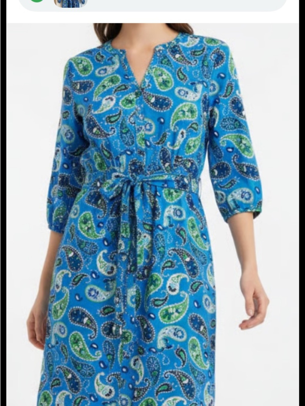 croft & barrow Blue Paisley Tie-Waist Midi Dress